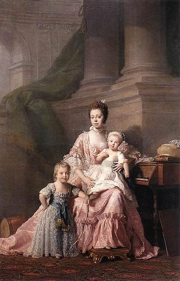 Allan Ramsay Charlotte of Mecklenburg-Strelitz with two of her children Sweden oil painting art